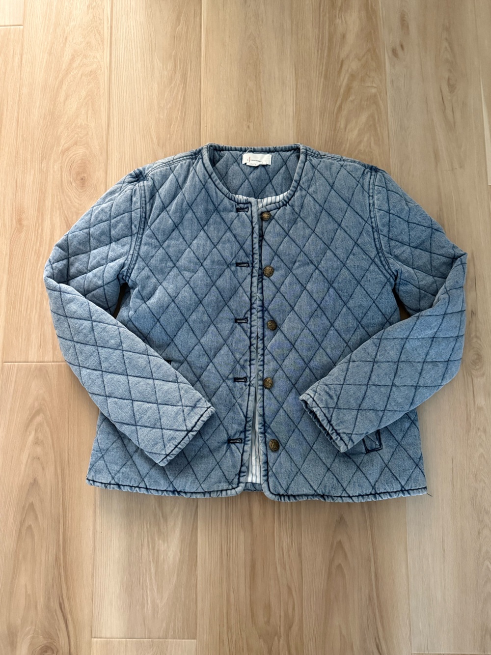 Anthropologie Quilted Light Blue Jean Jacket